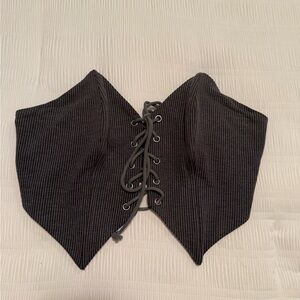 SHEIN Gray Lace-Up Crop Top